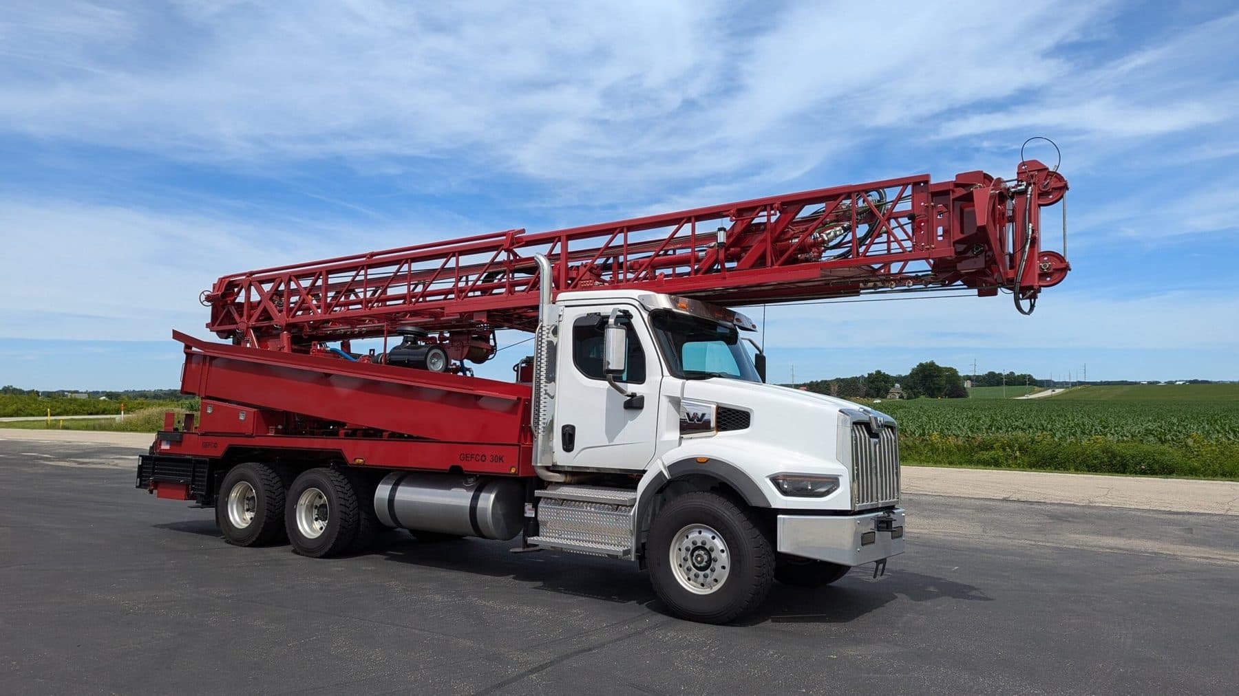 Rental drill rig outside